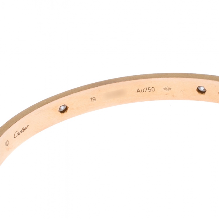 Pre Owned Cartier Love 4 Diamond 18k Rose Gold Bracelet 19