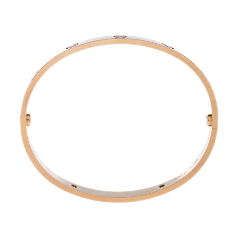 Pre Owned Cartier Love 4 Diamond 18k Rose Gold Bracelet 19