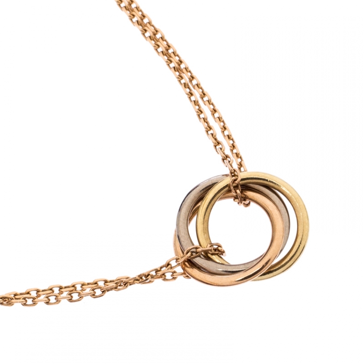Pre Owned Cartier Trinity Three Tone 18K Gold Chain Bracelet