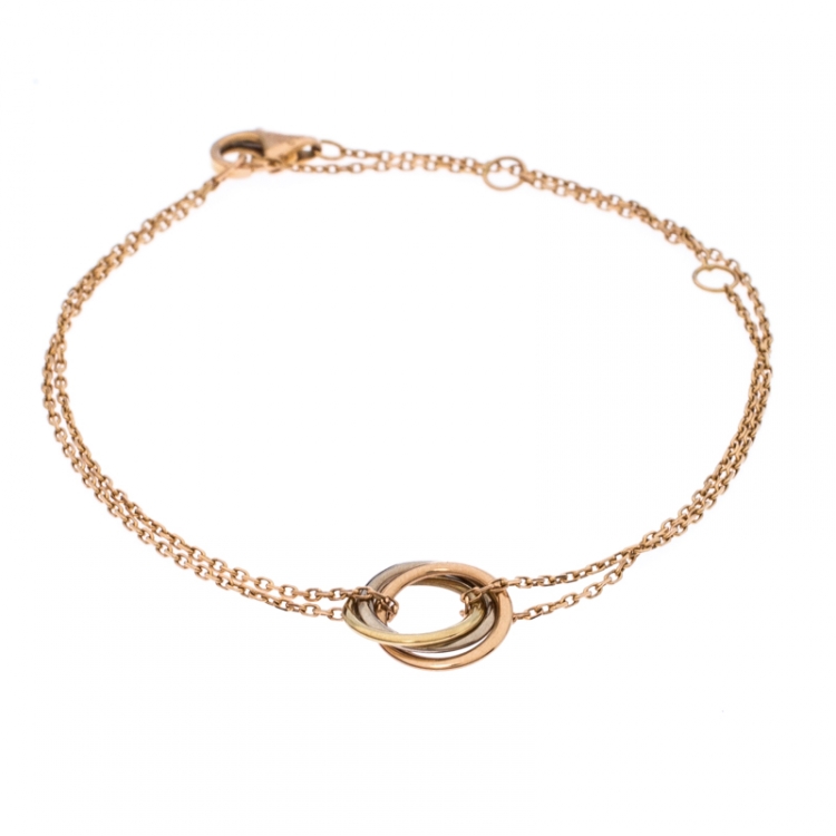 Pre Owned Cartier Trinity Three Tone 18K Gold Chain Bracelet