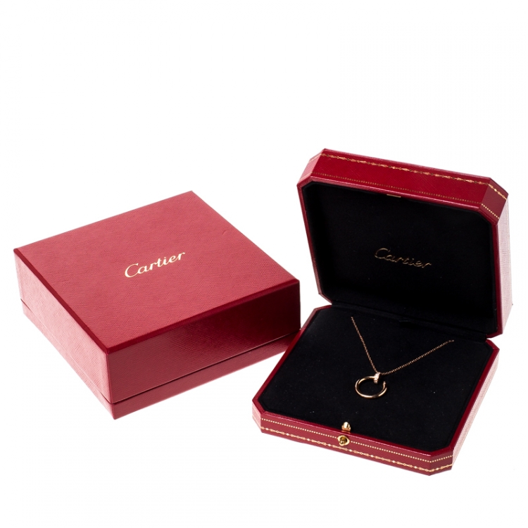 Pre Owned Cartier Juste Un Clou Diamond 18k Rose Gold Pendant Necklace