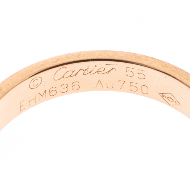 Pre Owned Cartier Love 18k Rose Gold Mini Band Ring Size 55