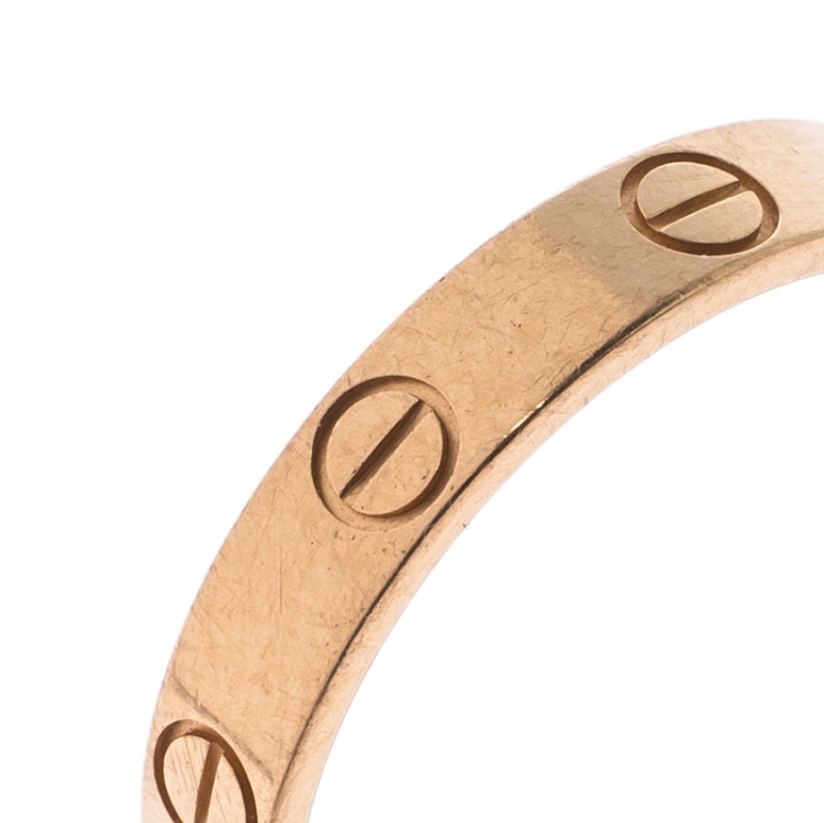 Pre Owned Cartier Love 18k Rose Gold Mini Band Ring Size 55