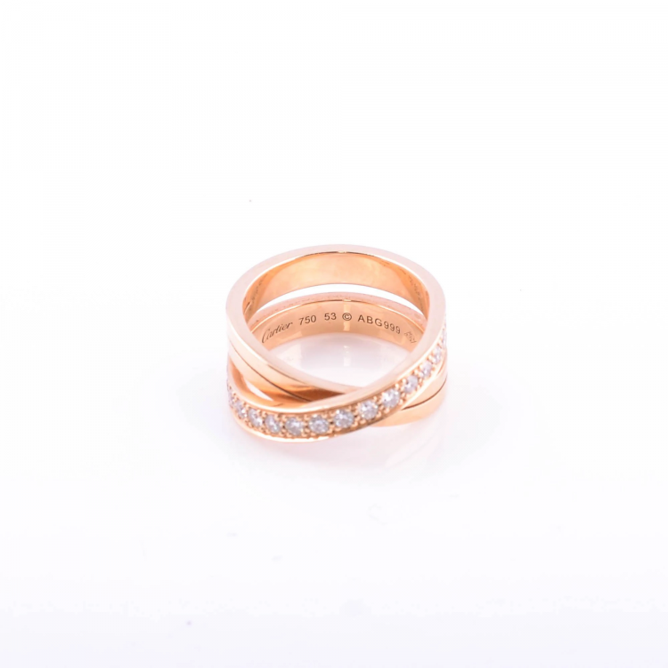 Pre Owned Cartier Etincelle De Cartier 18K Rose Gold & Diamonds Ring Size 53