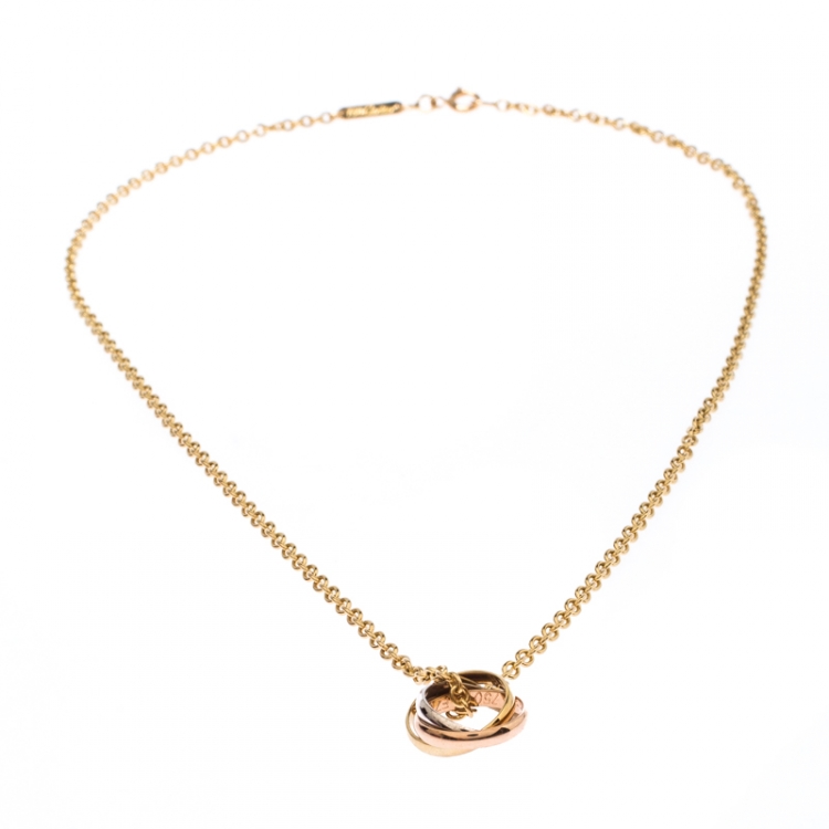 Pre Owned Cartier Trinity De Cartier 18K Three Tone Gold Pendant Necklace