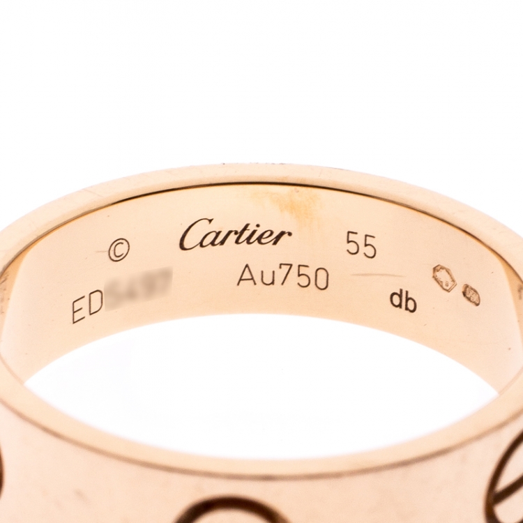 مملوكة مسبقًا Cartier Love 18K Rose Gold Band Ring Size 55