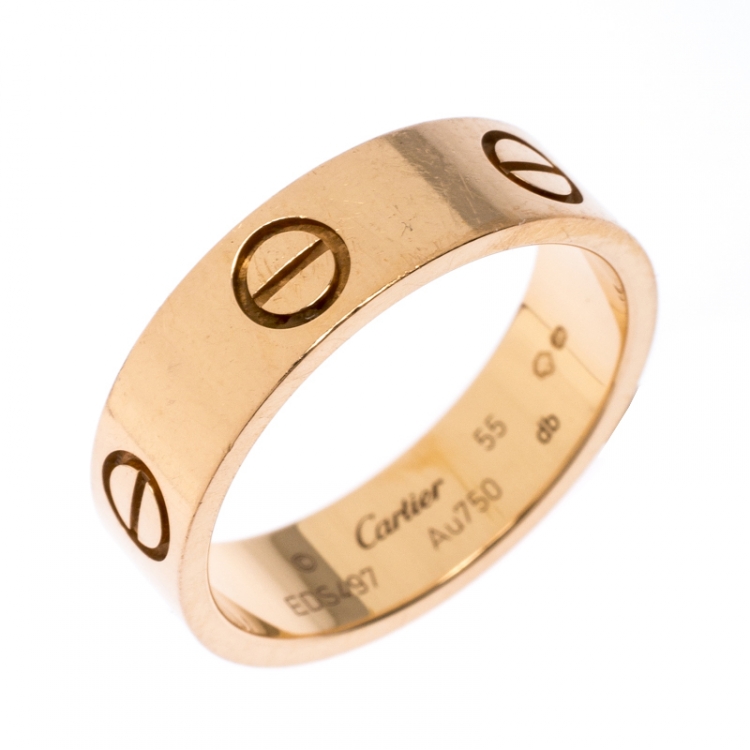 مملوكة مسبقًا Cartier Love 18K Rose Gold Band Ring Size 55