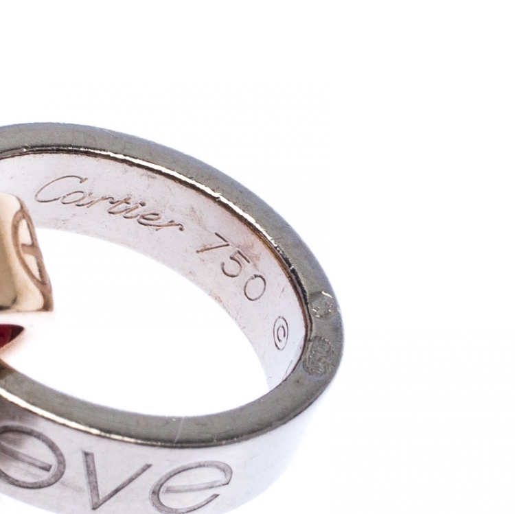 Pre Owned Cartier Love Charity Two Tone 18K Gold Red Cord Adjustable Bracelet 