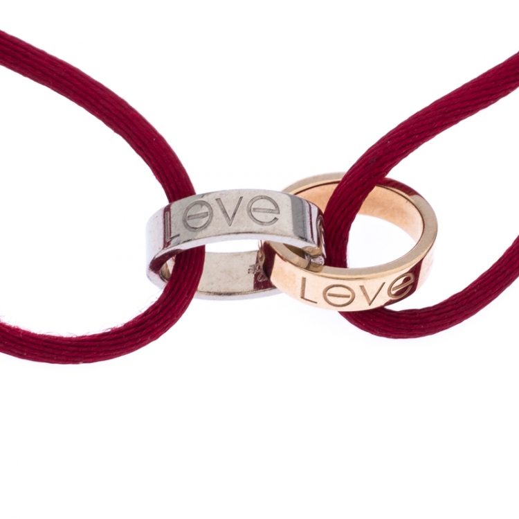Cartier Love Rose & White Gold Red Cord Bracelet, Cartier