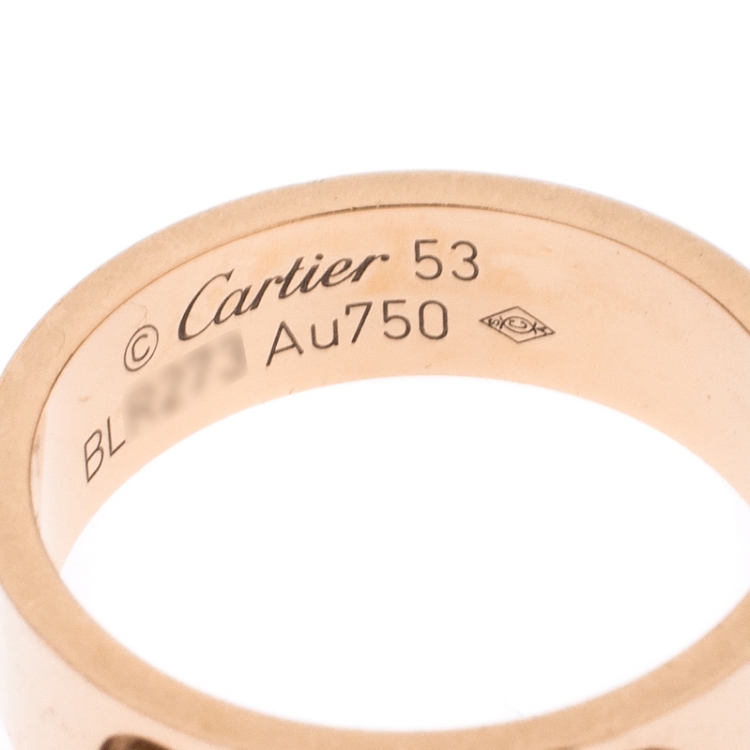Pre Owned Cartier Love 18K Rose Gold Band Ring Size 53