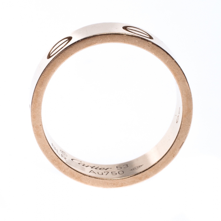 Pre Owned Cartier Love 18K Rose Gold Band Ring Size 53