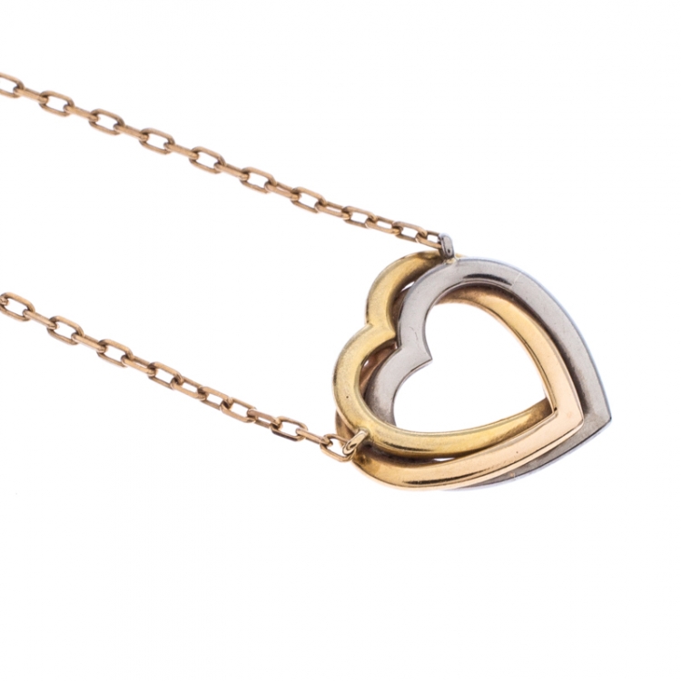 Pre Owned Cartier Trinity de Cartier Heart Three Tone 18k Gold Pendant Necklace