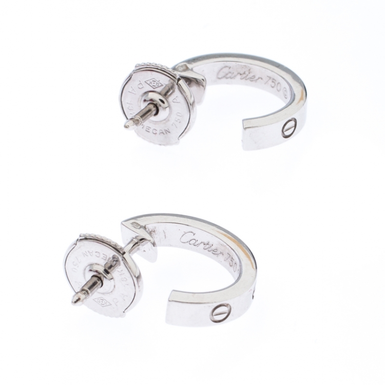 Pre Owned Cartier Love 18k White Gold Huggie Earrings