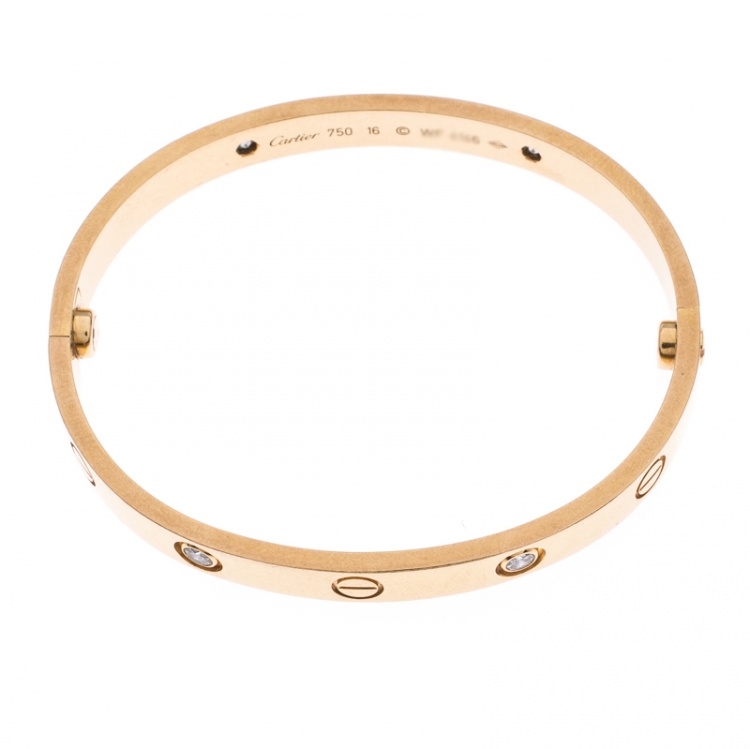 مملوكة مسبقًا Cartier Love 4 Diamond 18k Yellow Gold Bracelet 16