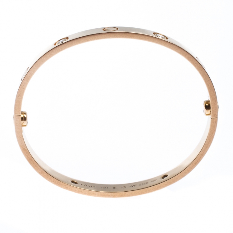 مملوكة مسبقًا Cartier Love 4 Diamond 18k Yellow Gold Bracelet 16