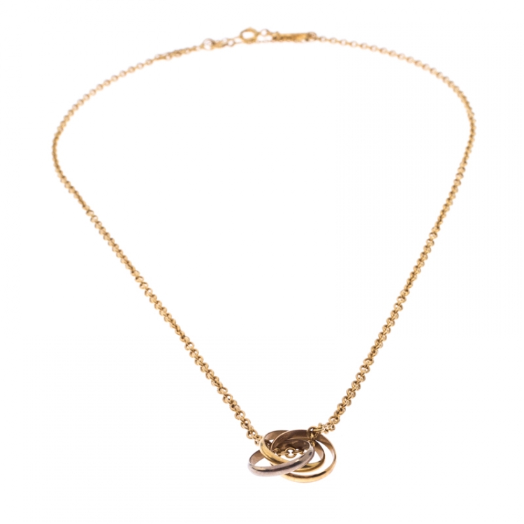 Pre Owned Cartier Trinity De Cartier 18K Three Tone Gold Pendant Necklace