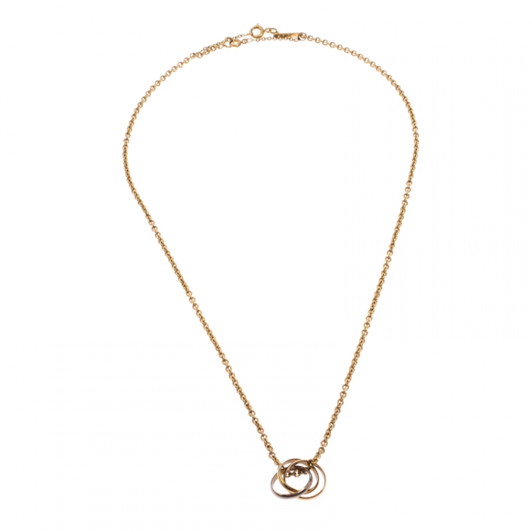 Pre Owned Cartier Trinity De Cartier 18K Three Tone Gold Pendant Necklace