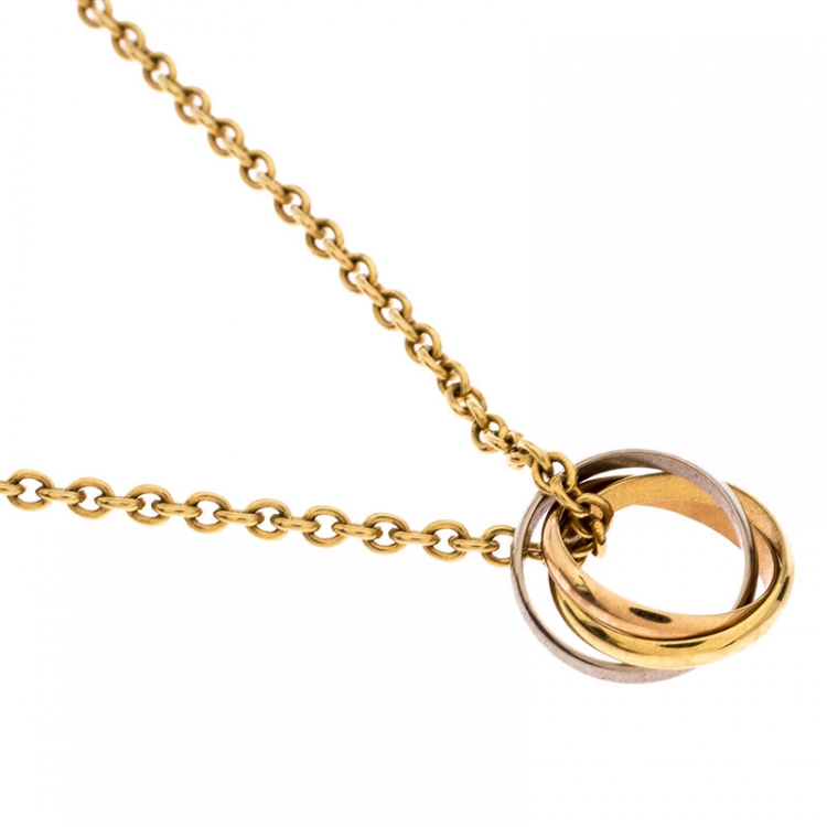 Pre Owned Cartier Trinity De Cartier 18K Three Tone Gold Pendant Necklace
