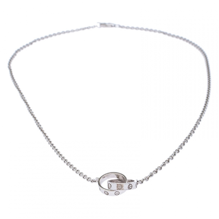 مملوكة مسبقًا Cartier Love 2 Hoops 18K White Gold Chain Necklace