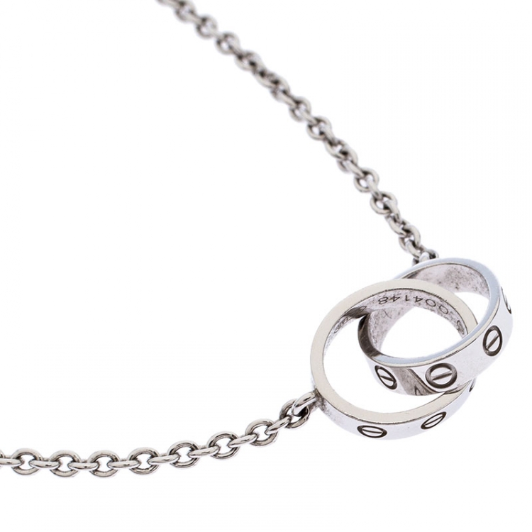 مملوكة مسبقًا Cartier Love 2 Hoops 18K White Gold Chain Necklace