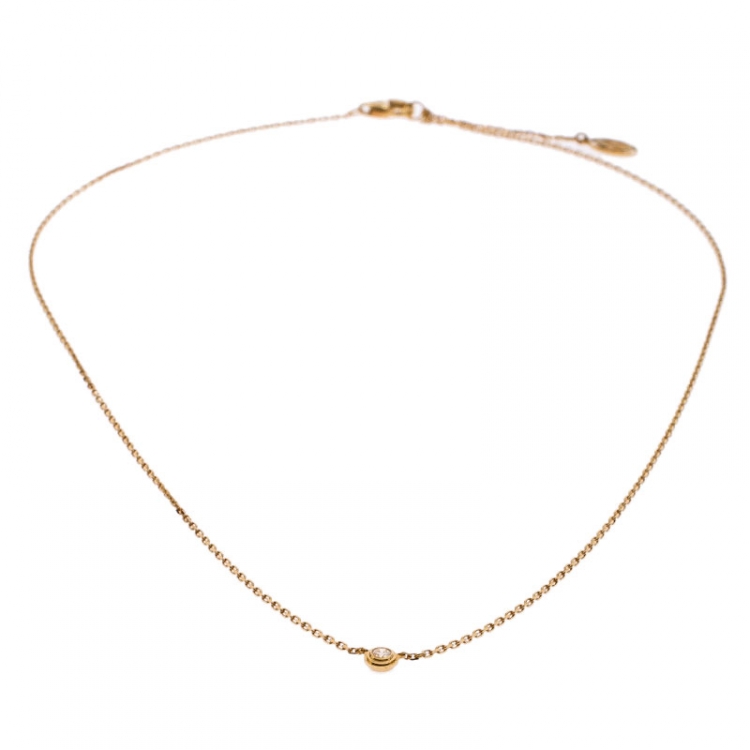 Pre Owned Cartier Diamants Légers Diamond 18k Yellow Gold Pendant Necklace XS