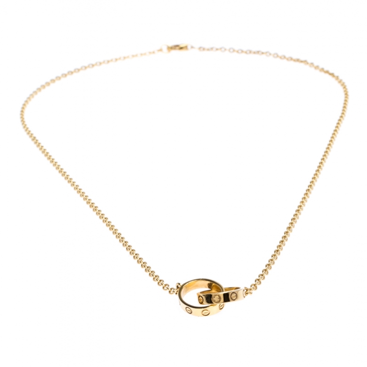 Pre Owned Cartier Love 2 Hoops 18k Yellow Gold Necklace