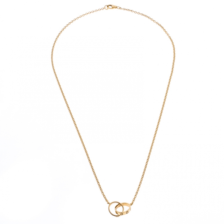 Pre Owned Cartier Love 2 Hoops 18k Yellow Gold Necklace