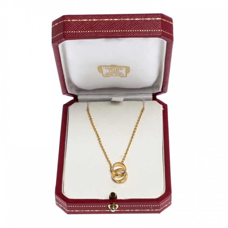 Pre Owned Cartier Love 2 Hoops 18k Yellow Gold Necklace