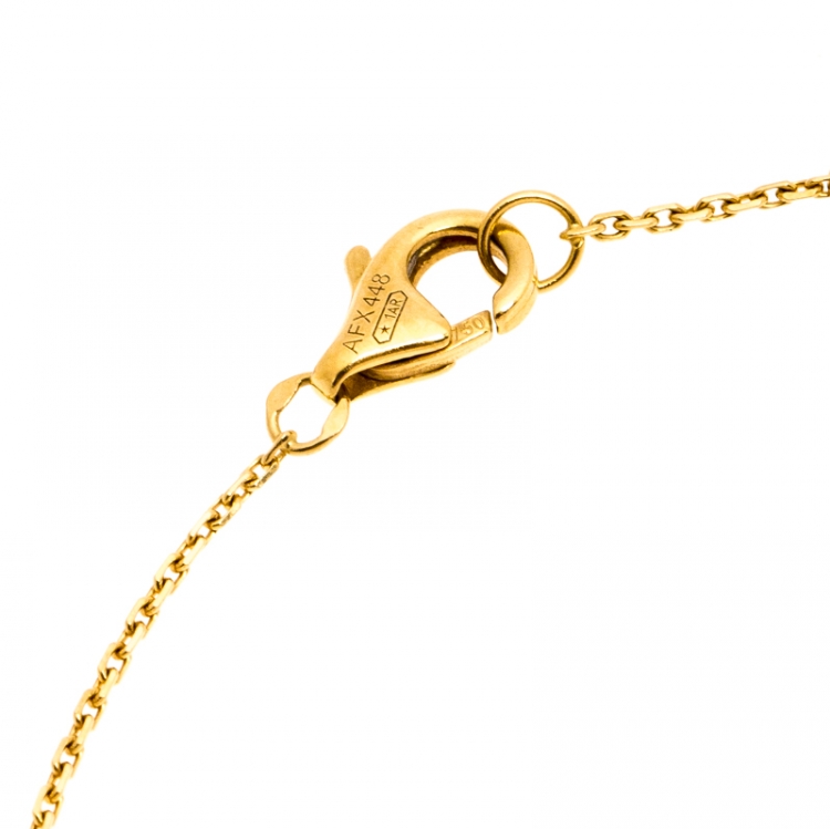 Pre Owned Cartier Amulette De Cartier White Mother of Pearl & Diamond 18k Yellow Gold Bracelet