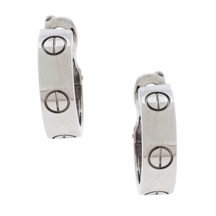 Pre Owned Cartier Love 18K White Gold Hoop Earrings