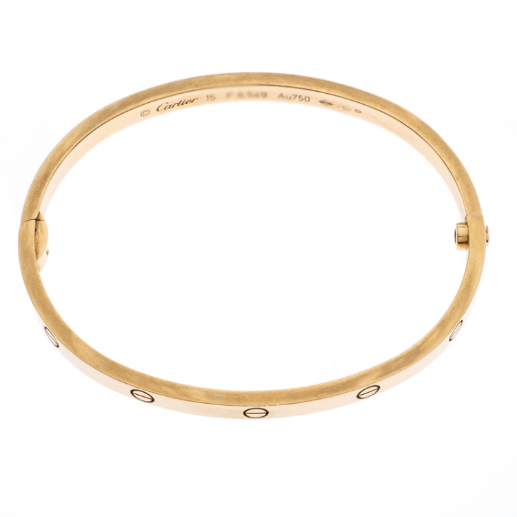 Pre Owned Cartier Love 18K Yellow Gold SM Bracelet 15