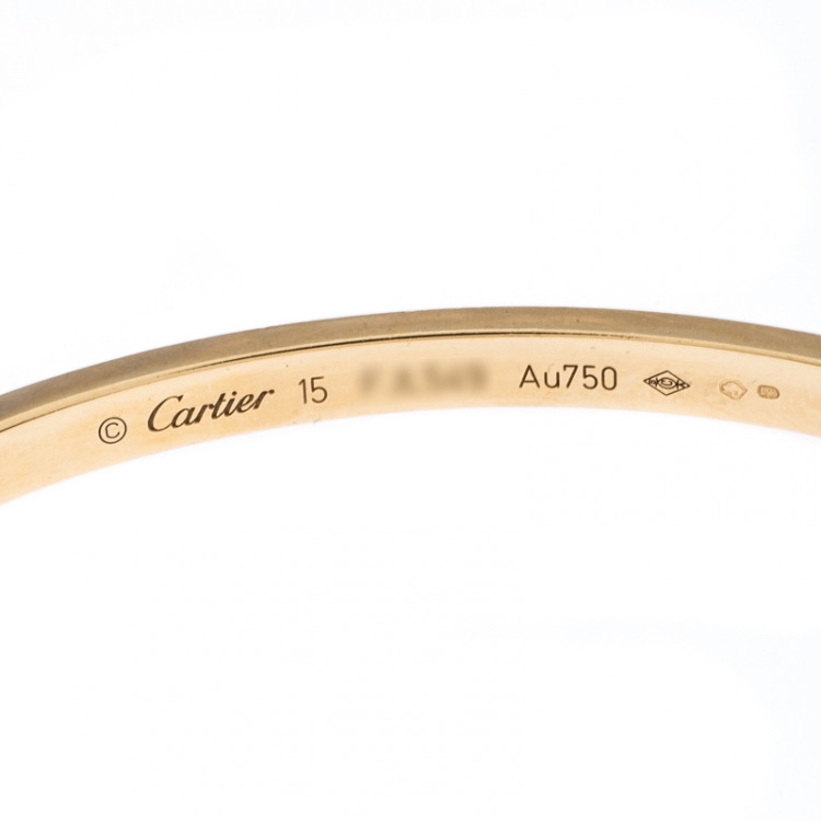 Pre Owned Cartier Love 18K Yellow Gold SM Bracelet 15