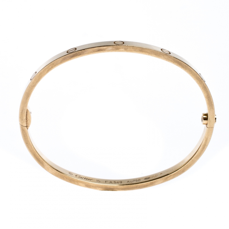 Pre Owned Cartier Love 18K Yellow Gold SM Bracelet 15