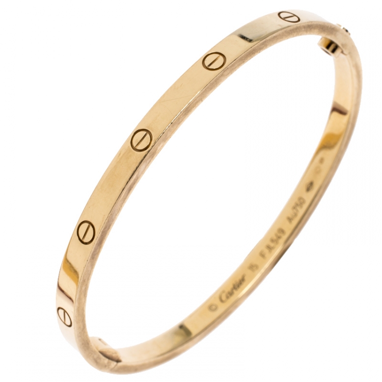 Pre Owned Cartier Love 18K Yellow Gold SM Bracelet 15