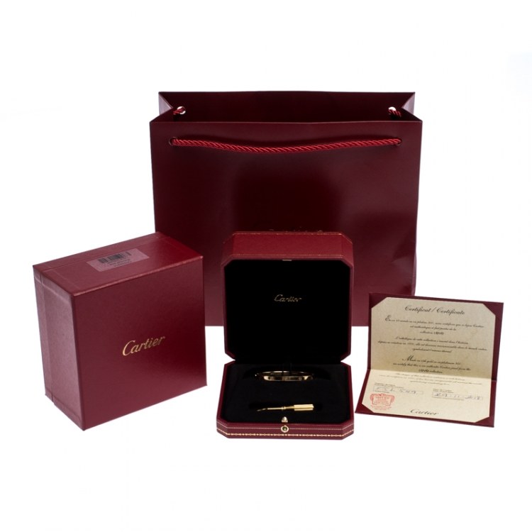Pre Owned Cartier Love 18K Yellow Gold SM Bracelet 15