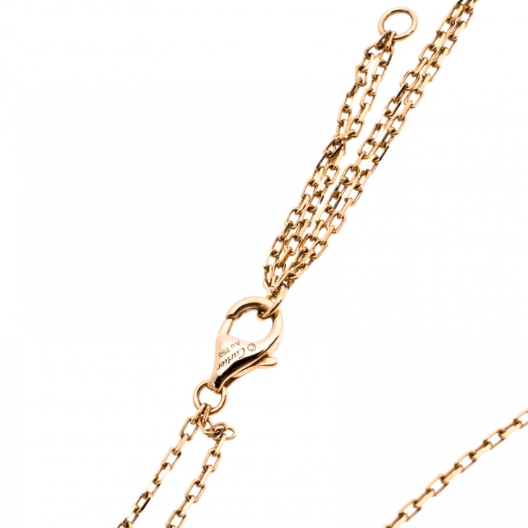 Pre Owned Cartier Love Diamond 18K Rose Gold Double Chain Necklace