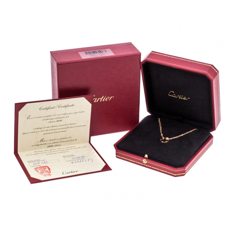 Pre Owned Cartier Love Diamond 18K Rose Gold Double Chain Necklace