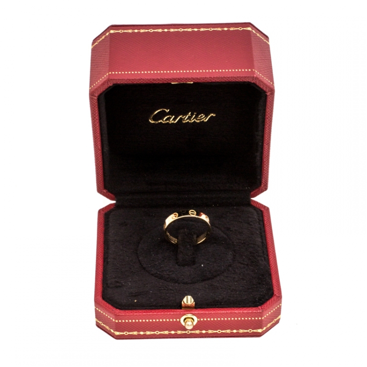 Pre Owned Cartier Love 18K Yellow Gold Mini Band Ring Size 54