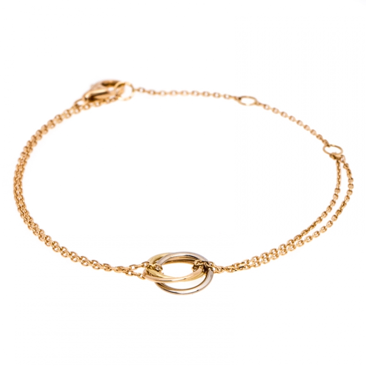 Pre Owned Cartier Trinity Three Tone 18K Gold Chain Bracelet