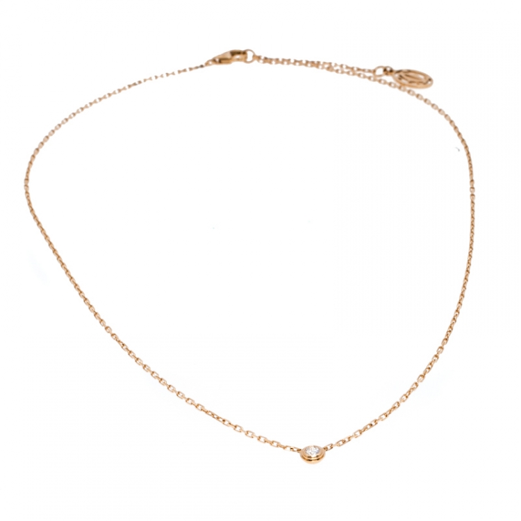 Pre Owned Cartier Diamants Légers De Cartier Diamond 18k Rose Gold XS Necklace