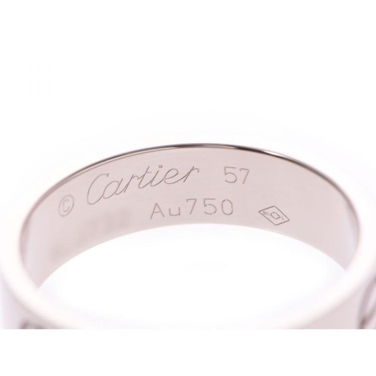 Pre Owned Cartier Love 18K White Gold Band Ring Size 57