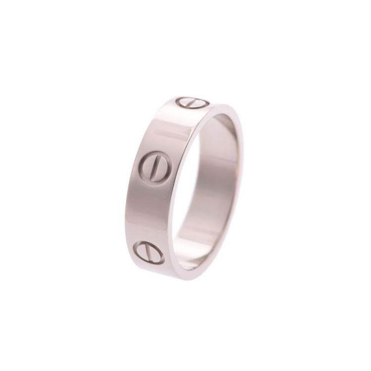Pre Owned Cartier Love 18K White Gold Band Ring Size 57