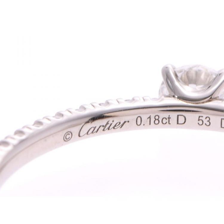 Pre Owned Cartier Etincelle De Cartier Solitaire Diamonds Platinum Ring Size 53