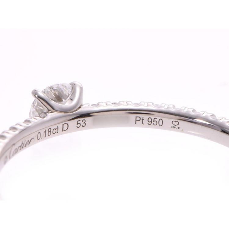 Pre Owned Cartier Etincelle De Cartier Solitaire Diamonds Platinum Ring Size 53