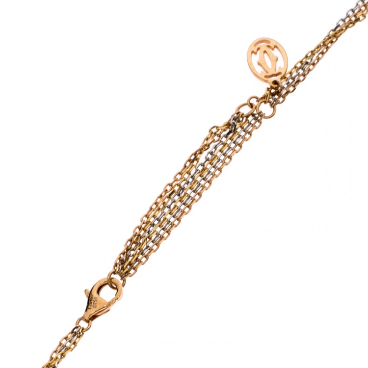 Pre Owned Cartier Trinity de Cartier 18K Three Tone Gold Multi Chain Pendant Necklace