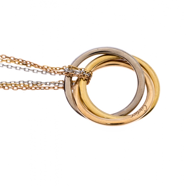 Pre Owned Cartier Trinity de Cartier 18K Three Tone Gold Multi Chain Pendant Necklace