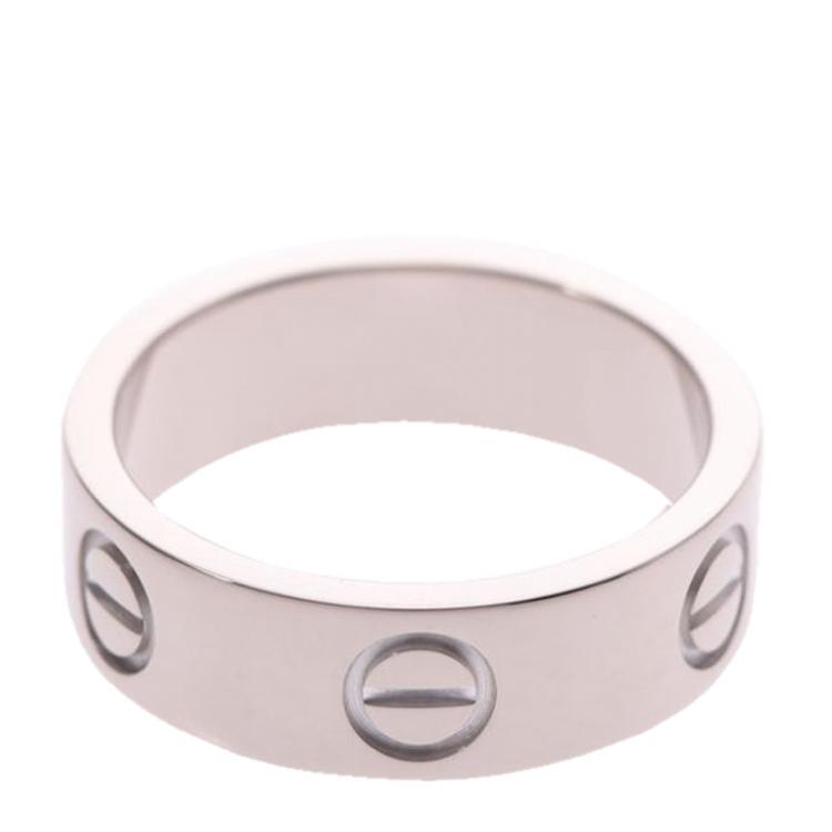 Pre Owned Cartier Love 18K White Gold Ring Size 49