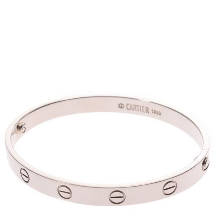 Pre Owned Cartier Love 18K White Gold Bracelet Size 17