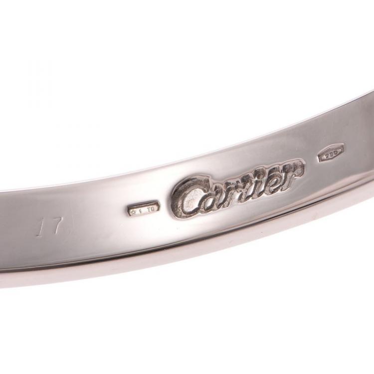 Pre Owned Cartier Love 18K White Gold Bracelet Size 17
