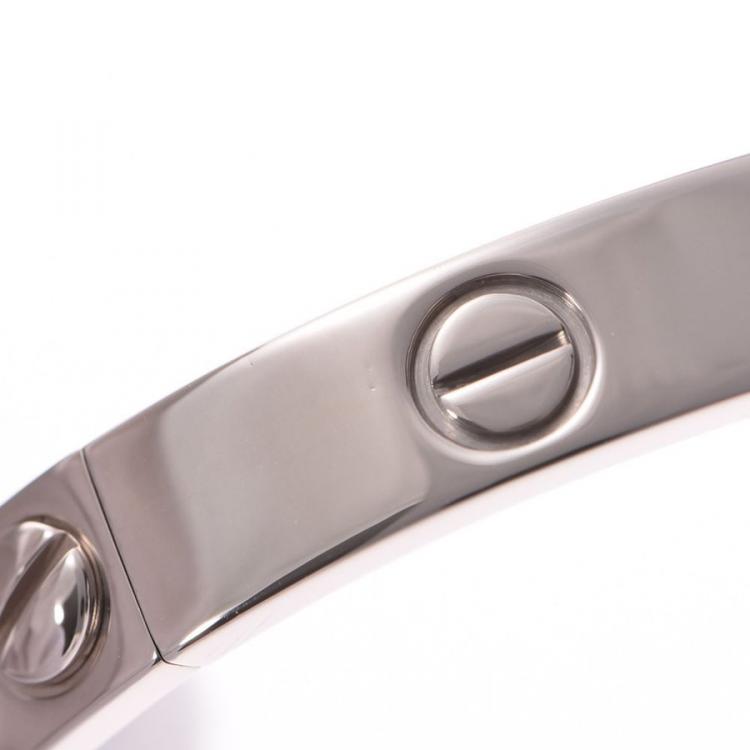 Pre Owned Cartier Love 18K White Gold Bracelet Size 17